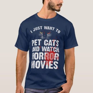 Funny Horror Movie for Men Women Cat Lover Hallowe T-Shirt