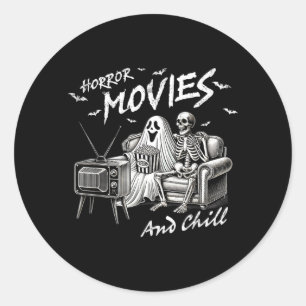 Funny Horror Movies And Chill Halloween Classic Round Sticker