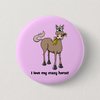 Funny horse 2 inch round button