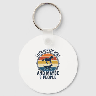 Funny Horse and Dog Lover Vintage Sunset Design_1 Keychain