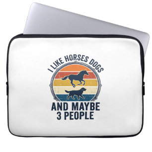 Funny Horse and Dog Lover Vintage Sunset Design_1 Laptop Sleeve