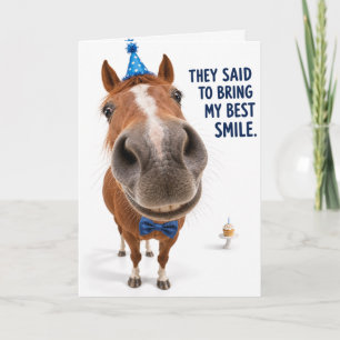 Funny Horse Birthday Card Big Teeth Fisheye Humo