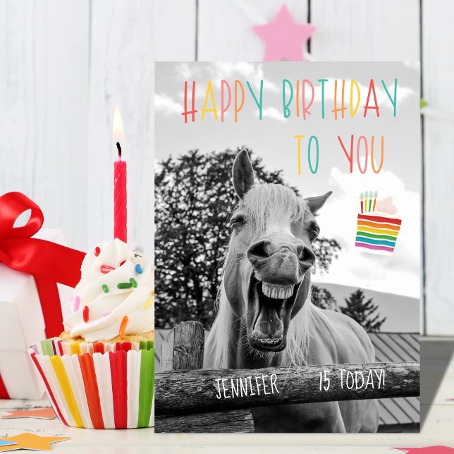 Funny Horse Birthday Card with name and age (Funny Horse Birthday Card with name and age)