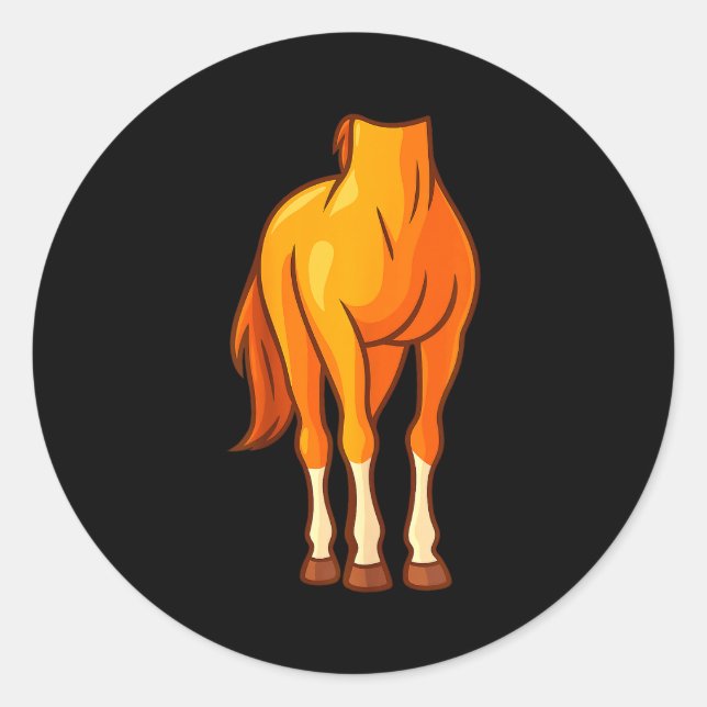 Funny Horse Body Costume Optical Illusion Gift Men Classic Round Sticker (Front)