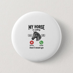 Funny Horse Calling Vintage Engraving T-Shirt_1 2 Inch Round Button