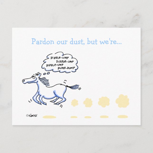 Funny Horse Cartoon Business Moving Announcement (Front)