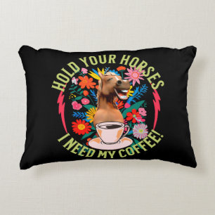 Funny Horse Coffee Lover Humour Accent Pillow