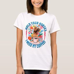 Funny Horse Coffee Lover Humour T-Shirt