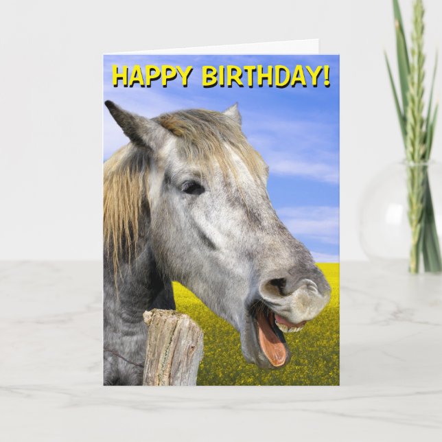 Funny horse customizable greetings card (Front)