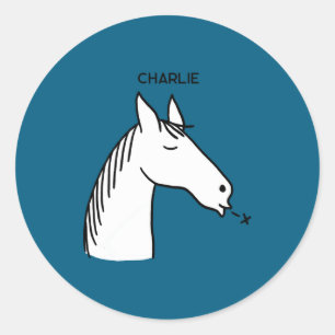 Funny Horse D  Classic Round Sticker
