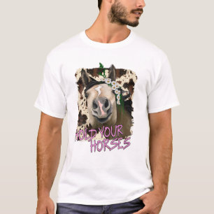 Funny Horse Daisy Bandana Hold Your Horses Leopard T-Shirt