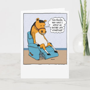 Funny Horse Discovers Sitting in Chair Birthday Card
