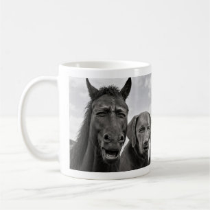 Funny Horse Dog and Cat Reaction Meme Coffee Mug