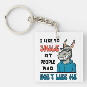 Funny Horse Donkey Smile At People Sarcastic Keychain