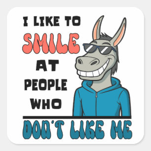 Funny Horse Donkey Smile At People Sarcastic Square Sticker