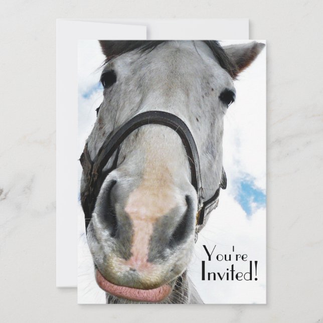 Funny Horse Face for Party or  Equestrian Event Invitation (Front)