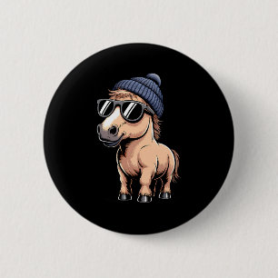 Funny Horse In Retro Style - Farm Humour Ny Funny  2 Inch Round Button