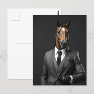 Funny horse in the suit postcard