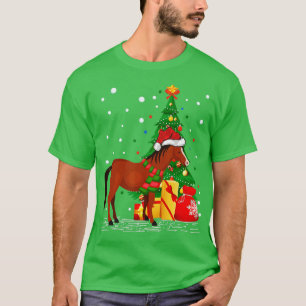 Funny Horse Lover Gift Santa Hat Horse Christmas T T-Shirt