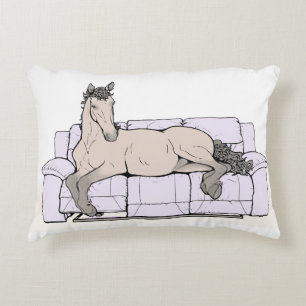 Funny Horse Lover Gift Whimsical Curly Cozy Accent Pillow