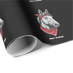 Funny Horse Lovers Red Bandana Girls Women Cute Wrapping Paper