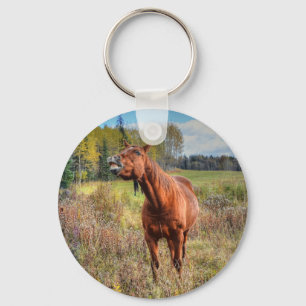Funny Horse-lover's Sorrel Mare Equine Photo Ranch Keychain