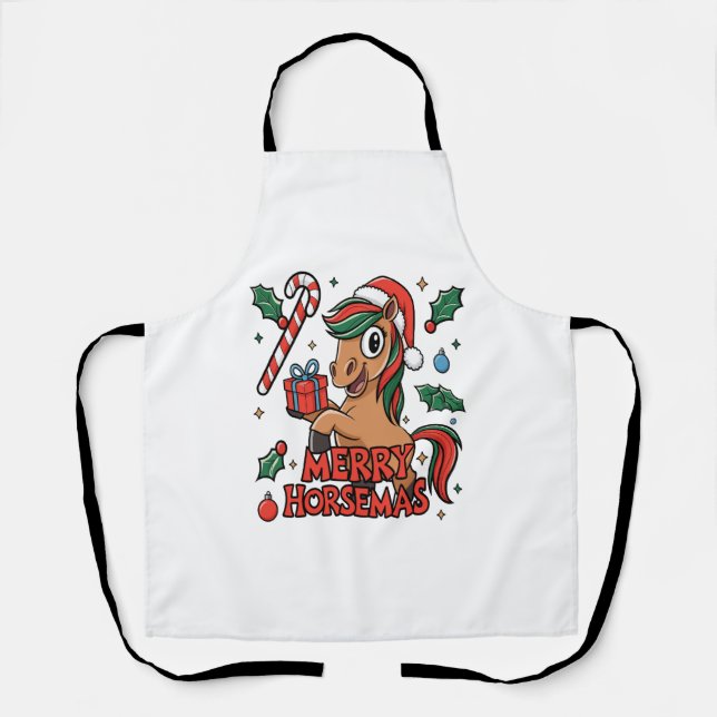 Funny Horse Merry Horsemas Apron (Front)