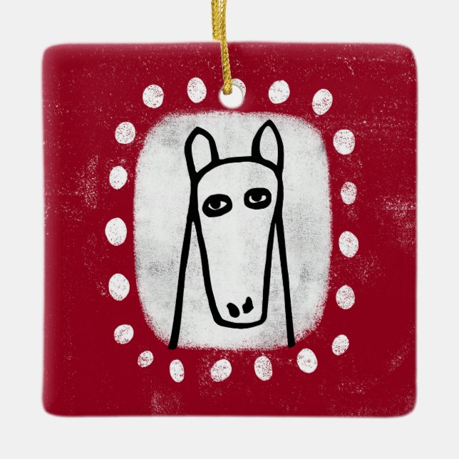 Funny Horse On Red Ornament (Front)