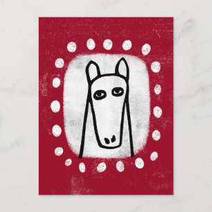Funny Horse On Red Postcard