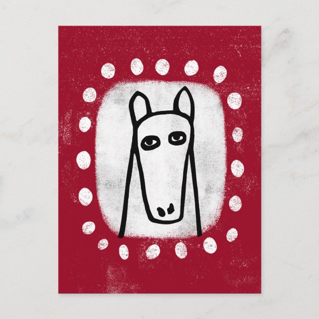 Funny Horse On Red Postcard (Front)
