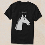 Funny Horse Personalized T-Shirt<br><div class="desc">A funny cartoon horse design for those who love animals, horses and riding. Change the name to personalize.</div>