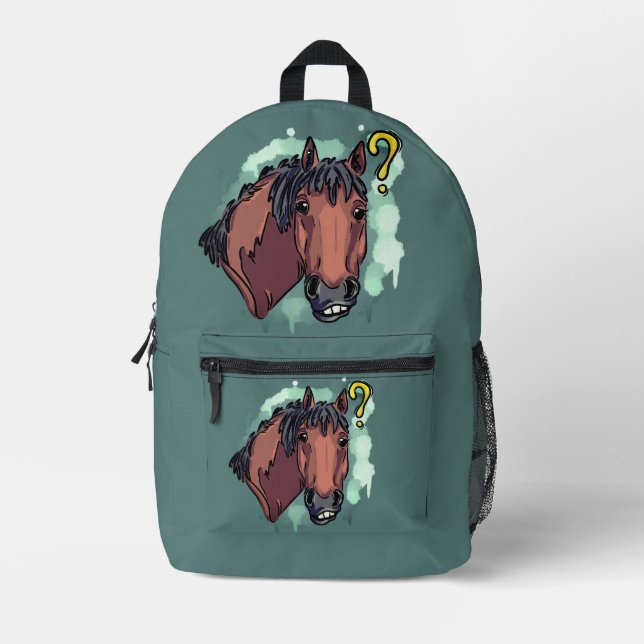 Funny horse printed backpack (Front)