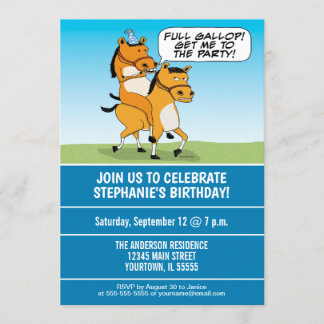 Funny Horse Riding Horse Birthday Party Invitation