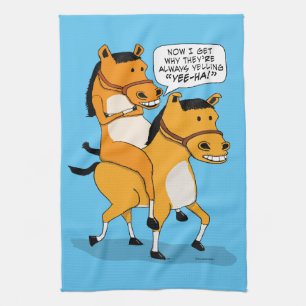 Funny Horse Riding Horse Kitchen Towel