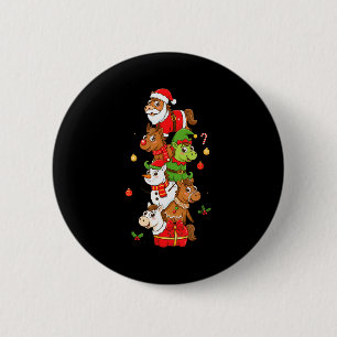Funny Horse Santa Elf Snowman Christmas Womens Men 2 Inch Round Button