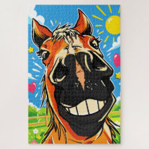 Funny Horse Smile Cartoon Comic Art