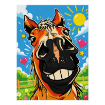 Funny Horse Smile Cartoon Comic Art