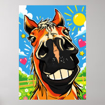 Funny Horse Smile Cartoon Comic Art