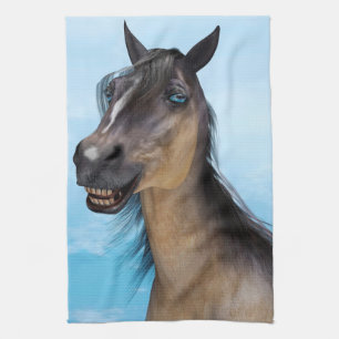 Funny Horse Smile Portrait Art Kitchen Towel