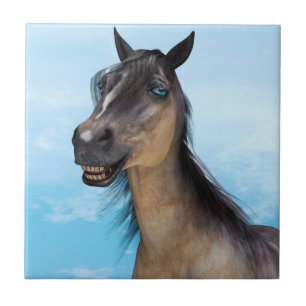 Funny Horse Smile Portrait Art Tile