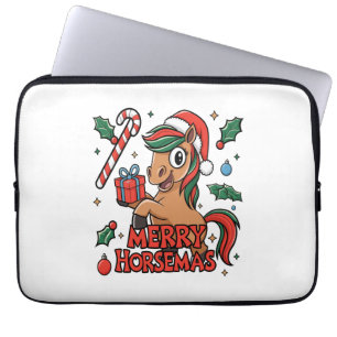 Funny Horse Sublimation, Merry Horsemas Laptop Sleeve