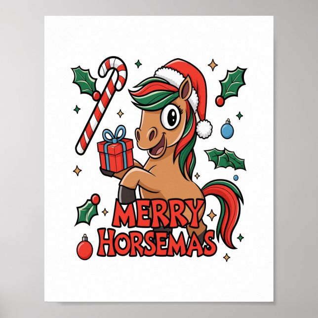 Funny Horse Sublimation, Merry Horsemas Poster (Front)