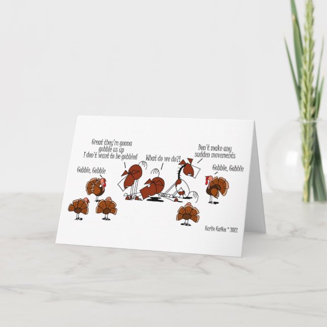 Funny Horse & Turkey Thanksgiving Card (Front)