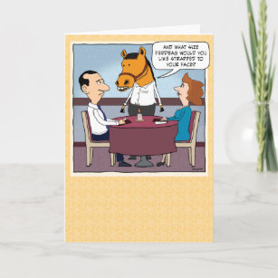 Funny Horse Waiter Birthday Card