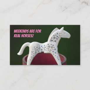 Funny horseback riding school toy horse fun business card