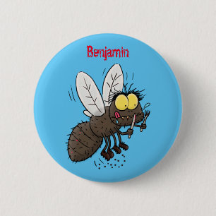 Funny horsefly insect cartoon 2 inch round button
