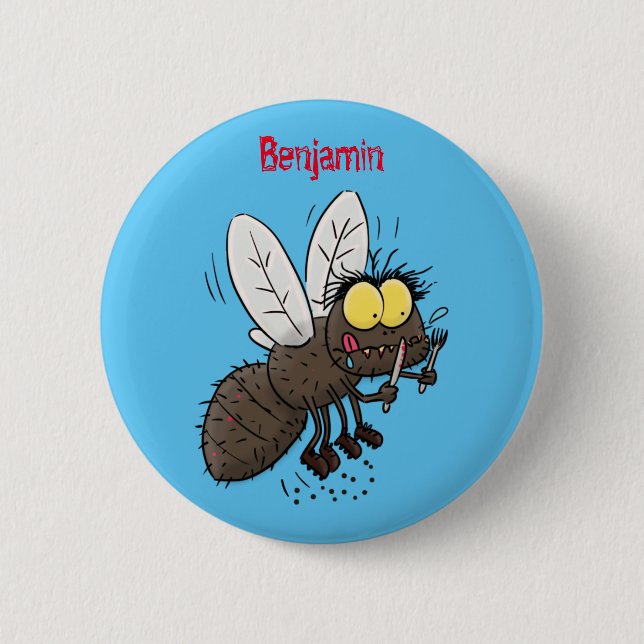 Funny horsefly insect cartoon 2 inch round button (Front)