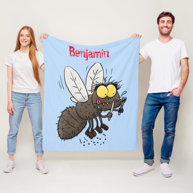 Funny horsefly insect cartoon fleece blanket (In Situ)