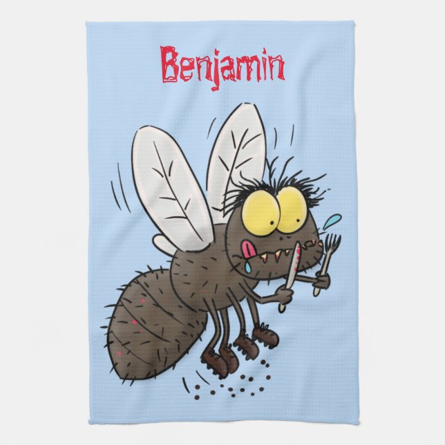 Funny horsefly insect cartoon kitchen towel (Vertical)
