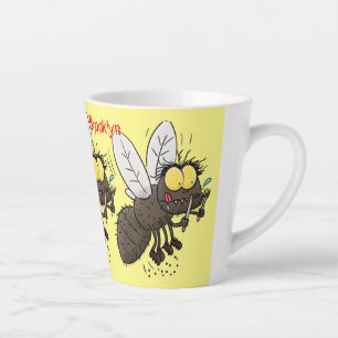 Funny horsefly insect cartoon  latte mug
